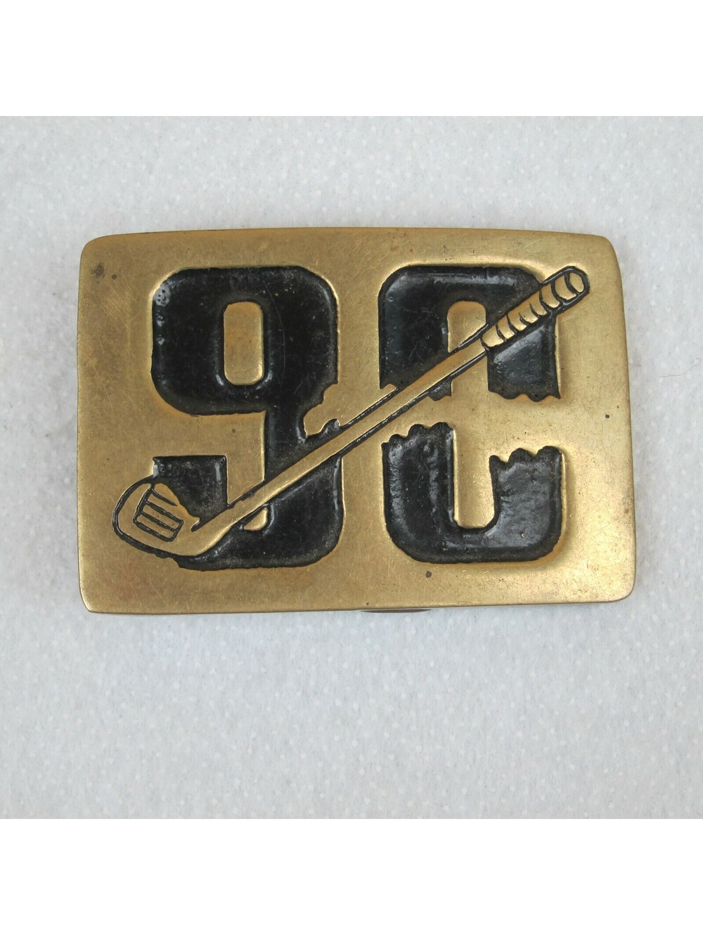 Vintage Solid Brass Metal Belt Buckle Golf Club 90 Taiwan Golfing Golfer Gift